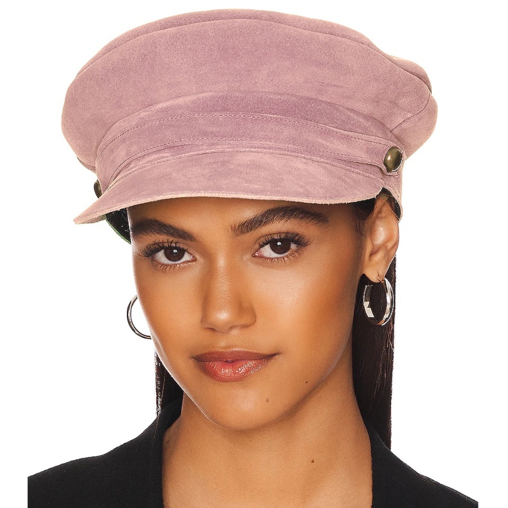 New LACK OF COLOR Rose Suede Leather Newsboy Cap in Pink